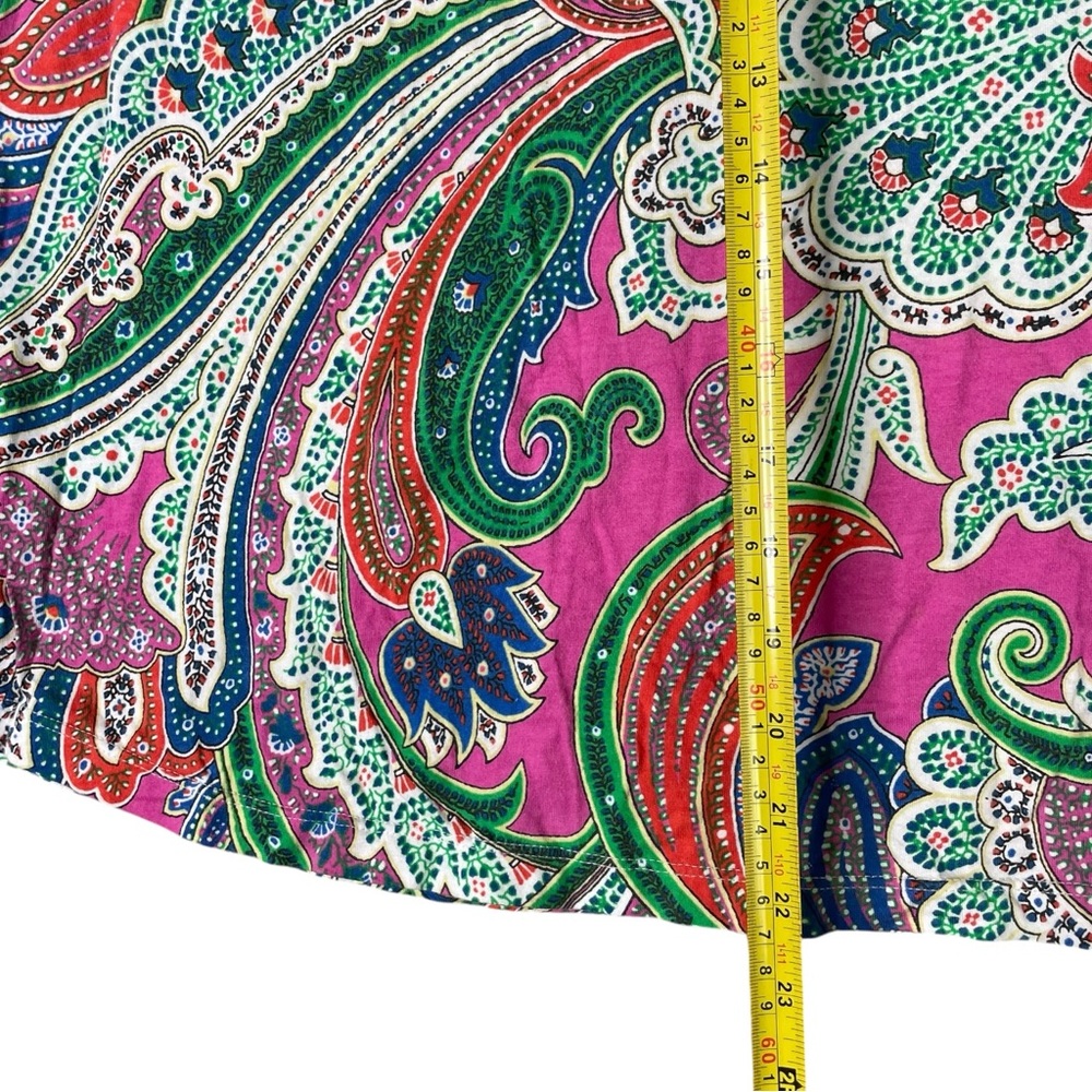 Lauren Ralph Laure Top Women Soft Paisley Floral 3/4 Sleeve Size XL Button - Picture 10 of 10